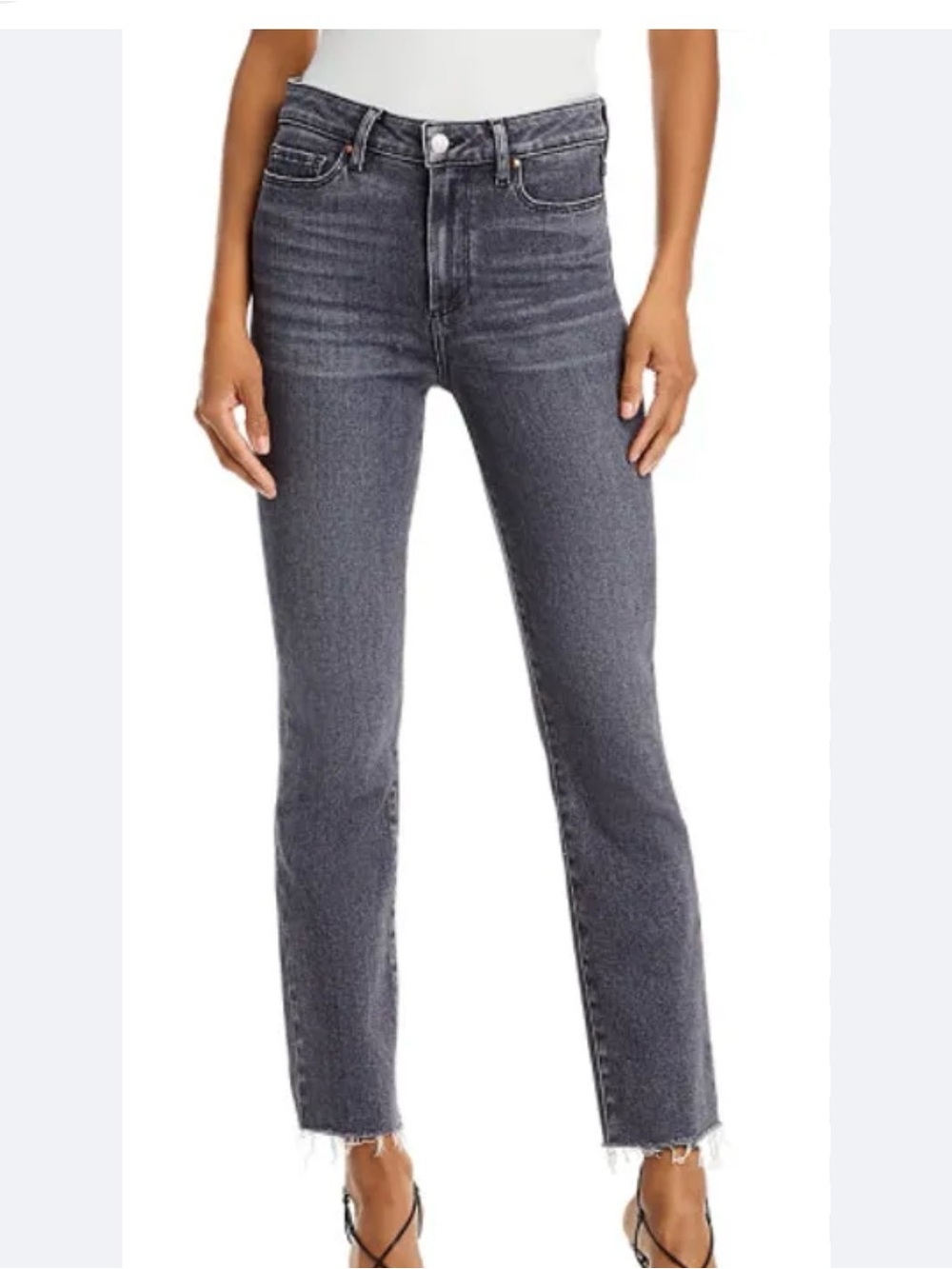 Paige Cindy High-Rise Straight Leg Jeans - Charcoal Gray